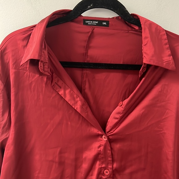 Red Satin Blouse from Shein - Picture 3 of 5